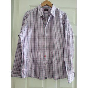 Untuckit Mens button down shirt checkered white with pink blue size 2XL large